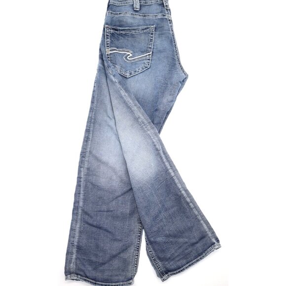 Y2K Silver Jeans Co. Zac Mens Relaxed Fit Straight W32 Wide Leg Baggy Classic - Picture 1 of 15